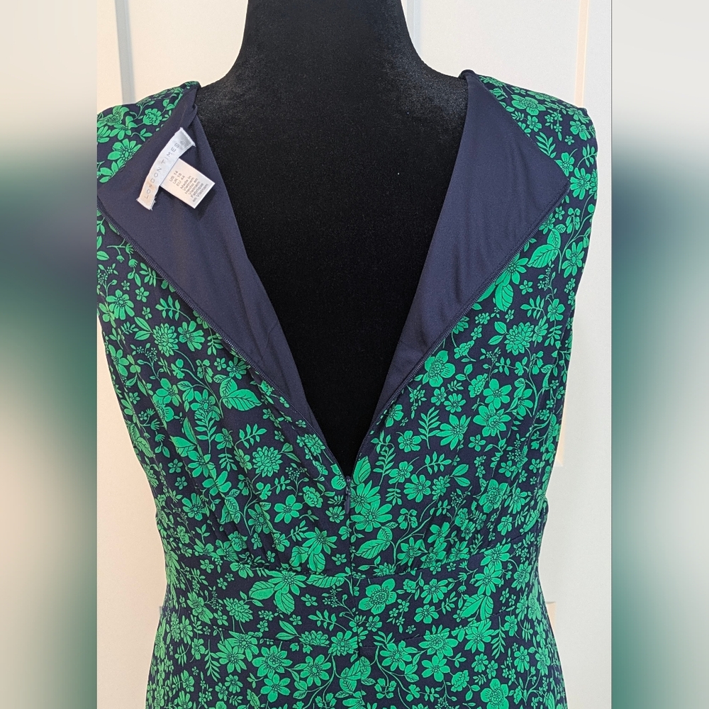 London Times Women's Floral Printed Sleeveless Midi Dress Green Blue Sz 14 EUC - Picture 11 of 15